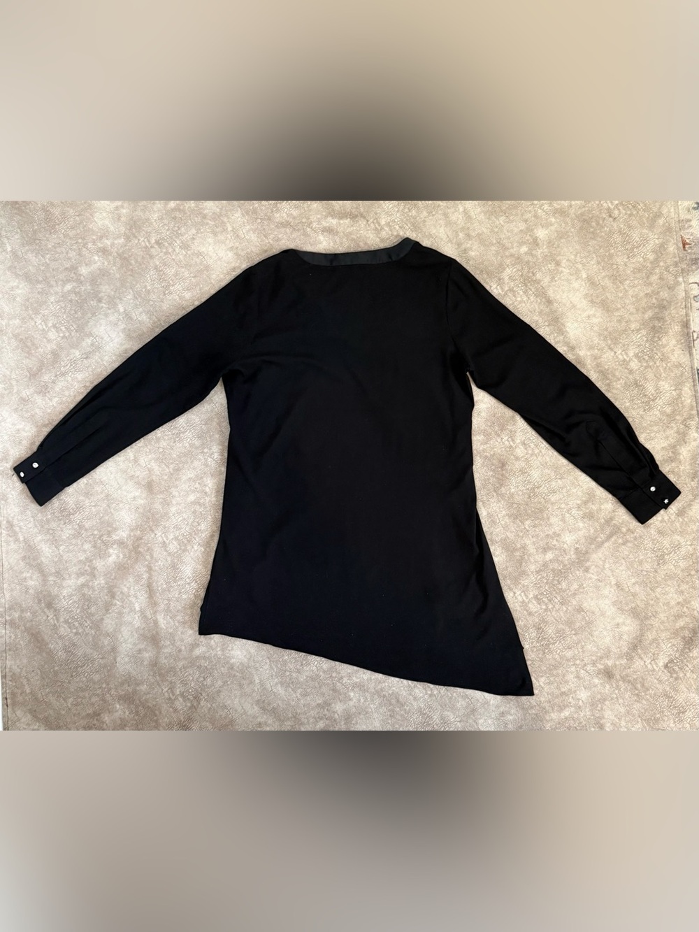 White House Black Market Black Asymmetrical Tunic Blouse Size 6 - Picture 3 of 9